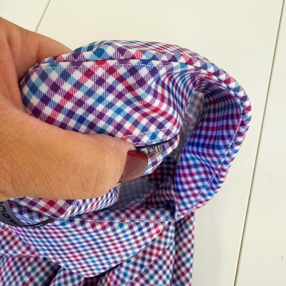 Bugatchi Classic Fit Performance Button Up Shirt Purple Red Blue Check - XXL 2XL - Picture 8 of 10